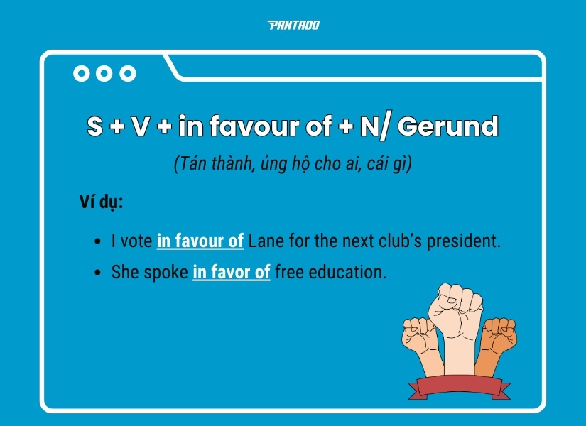 Cấu trúc In favour of + N/ Gerund