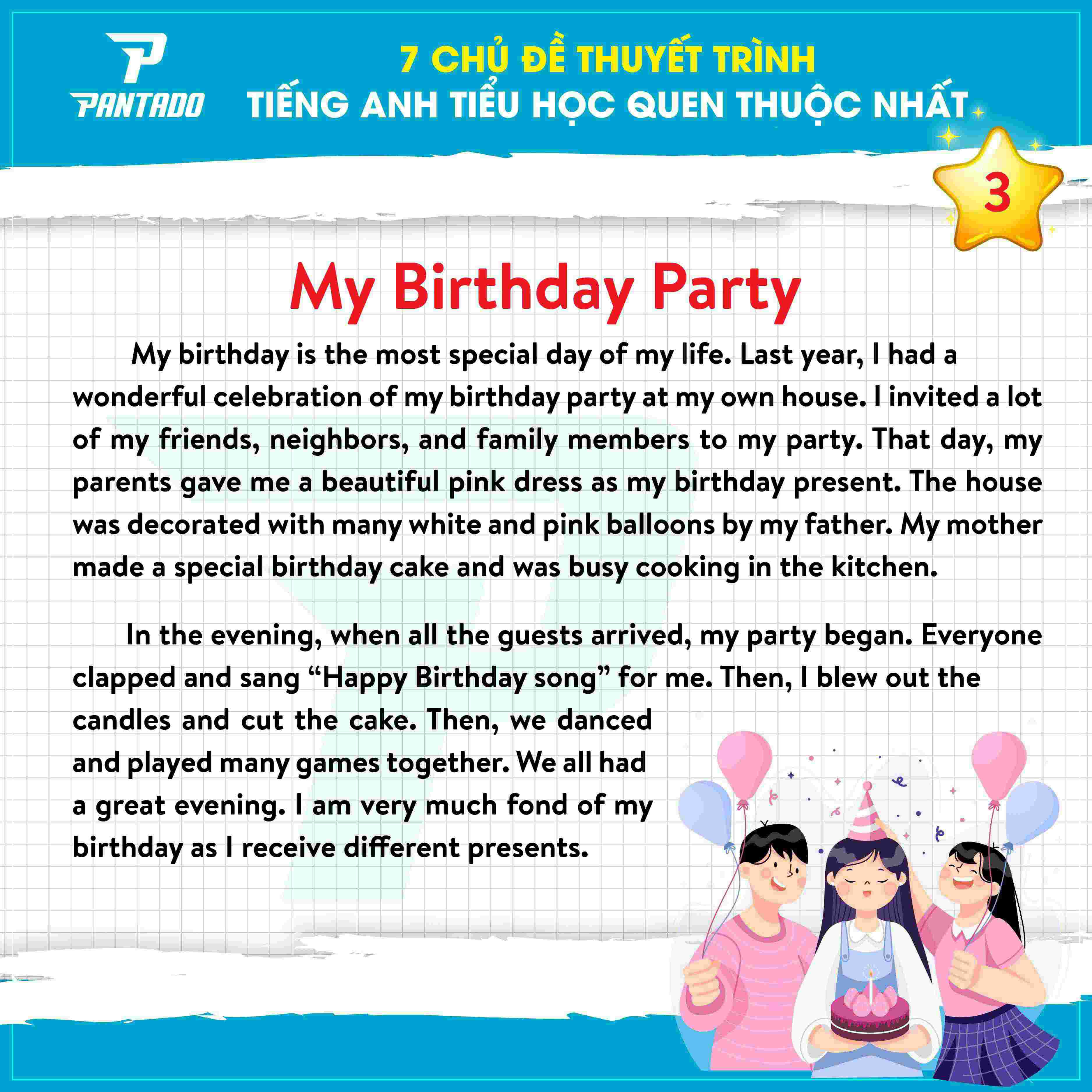 Chủ đề thuyết trình tiếng anh My Birthday Party 