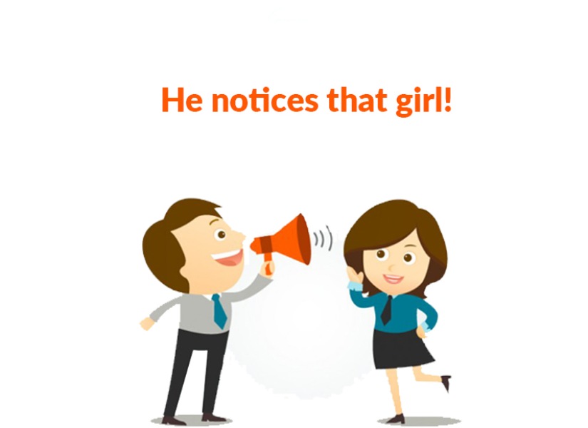 Cấu trúc “notice somebody” diễn tả hành động chú ý đến ai đó